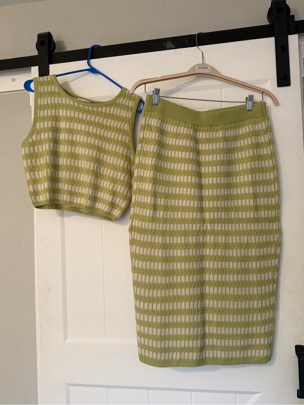Pink Lilly Green & Ivory Knit Skirt & Sweater Vest Set XL NWOT